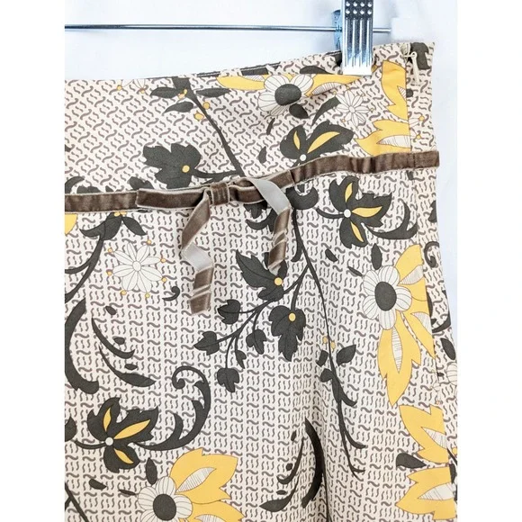 Vintage Floral Boho 100% Silk Midi Skirt Sz 10 Brown Cottagecore Preppy Granola - Picture 3 of 10